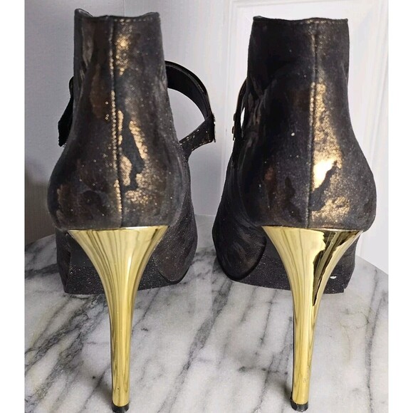 Fergie Remix Peep Toe Dress Pump Bronz Metallic Camouflage Hook Loop US 7.5M - Picture 5 of 10